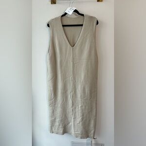 GOUCHION Beige Sleeveless Wool Yak Knit Midi Dress large